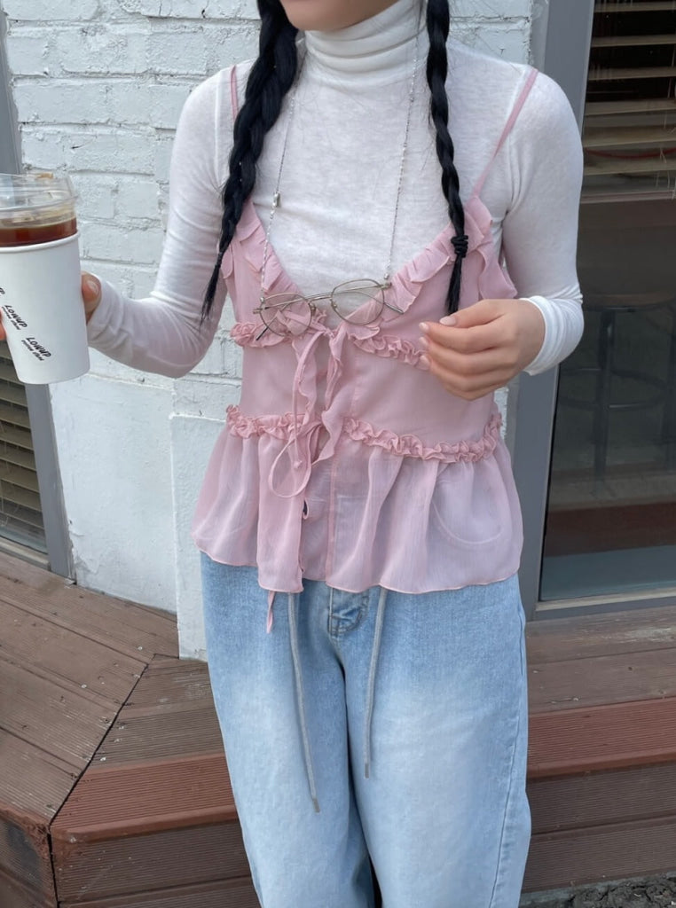 公式】【重ねて可愛い、透け感ビスチェ】ときめきが加速するキャミ