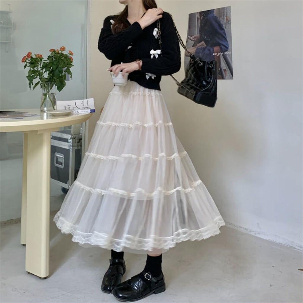 【公式】気高い恋のシアースカート -プリンセスガーリーファッション専門通販Melty Fondue アプリコット