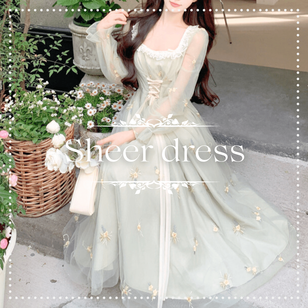 秋に着たいシアードレスがかわいいワンピース