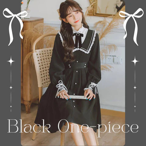 春に着たい♡ブラックワンピース