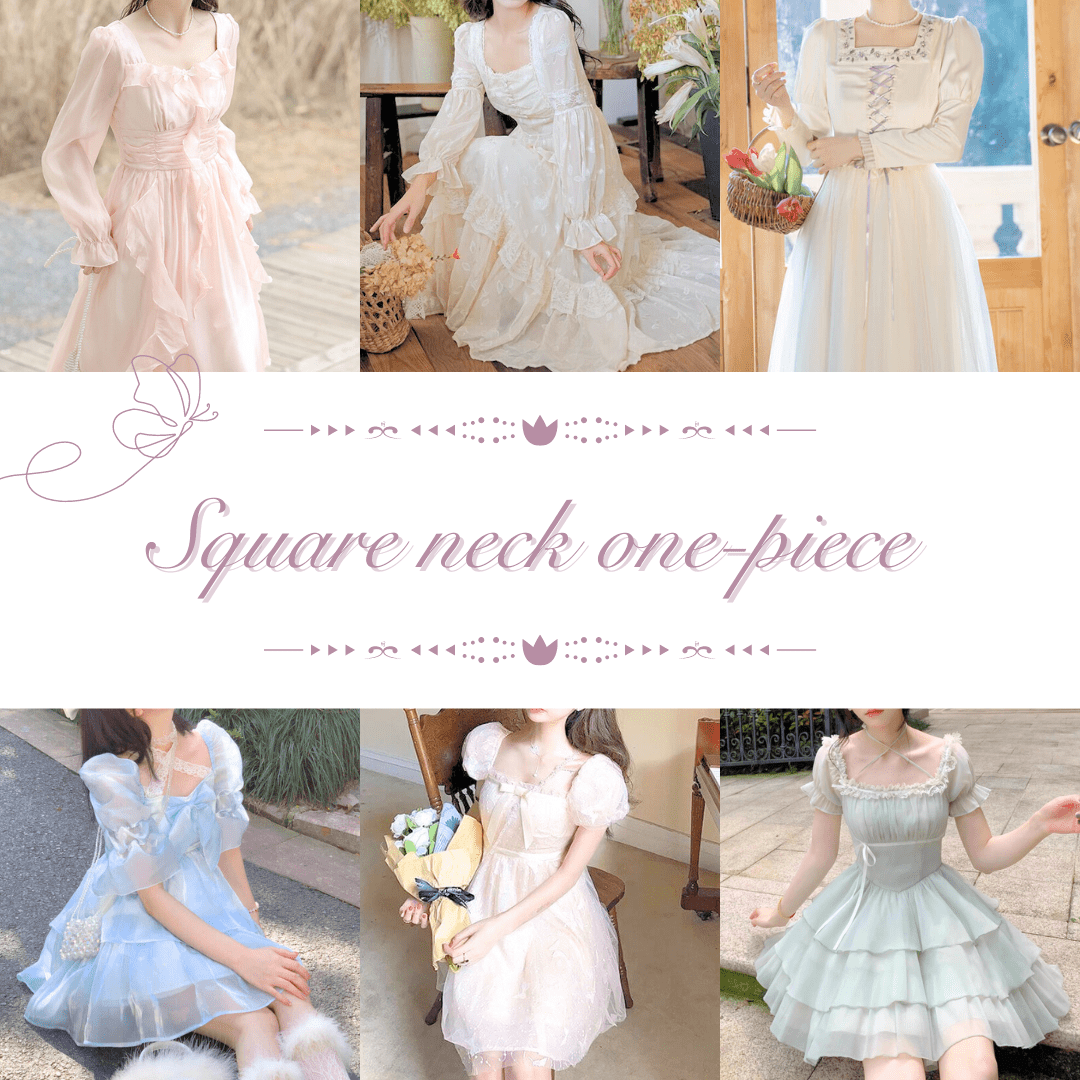 ドレスみたいなスクエアネックワンピース♡