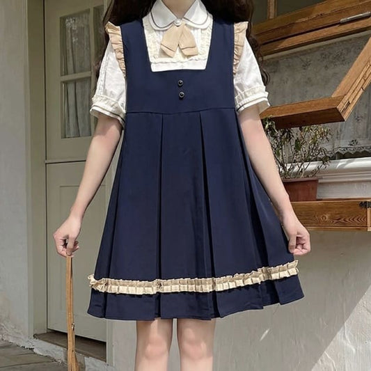 【2点セット】アルバムにしまった内緒の初恋ワンピース（全2色） ネイビー