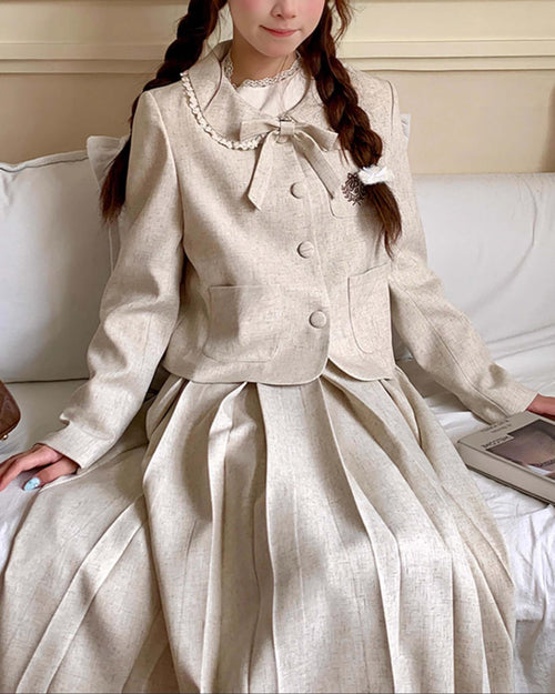 【2点セット】《きちんと可愛いを叶える》ミルクティーの午後にときめくセットアップ