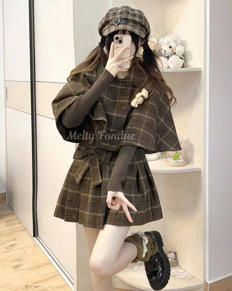 公式】【2点セット】木漏れ日の下のクラシカルチェックセットアップ