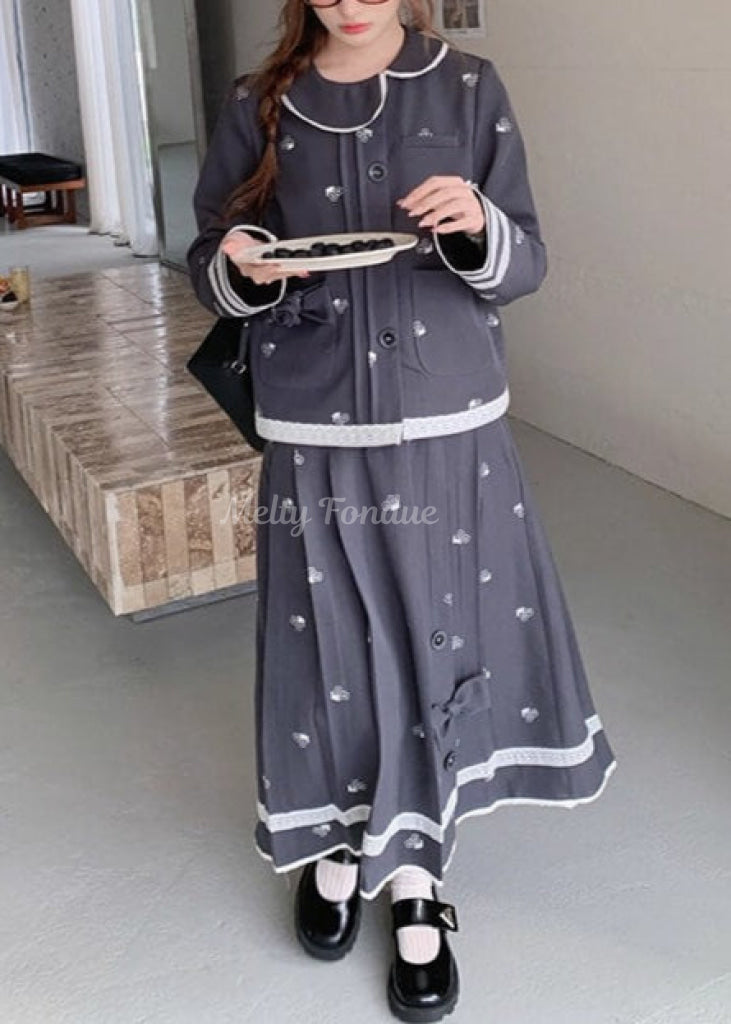 【2点セット】静かな午後と夢見るお花柄セットアップ