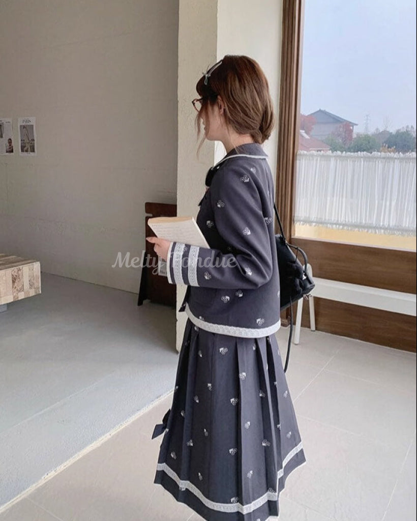 【2点セット】静かな午後と夢見るお花柄セットアップ