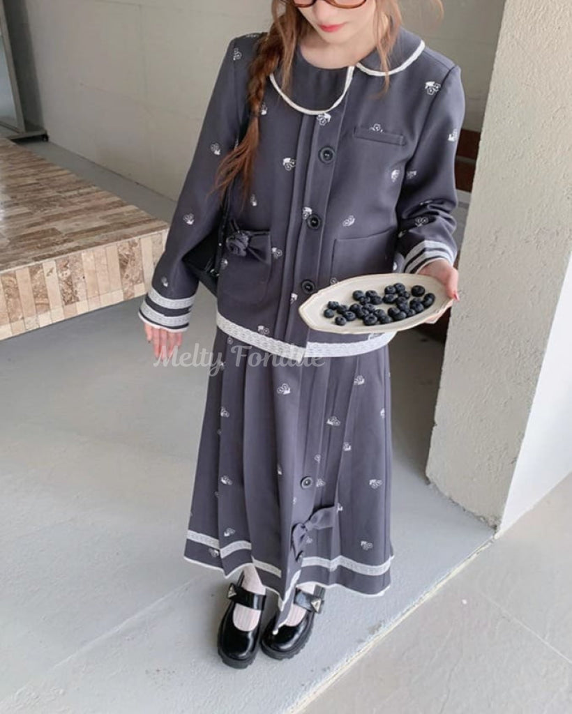 【2点セット】静かな午後と夢見るお花柄セットアップ