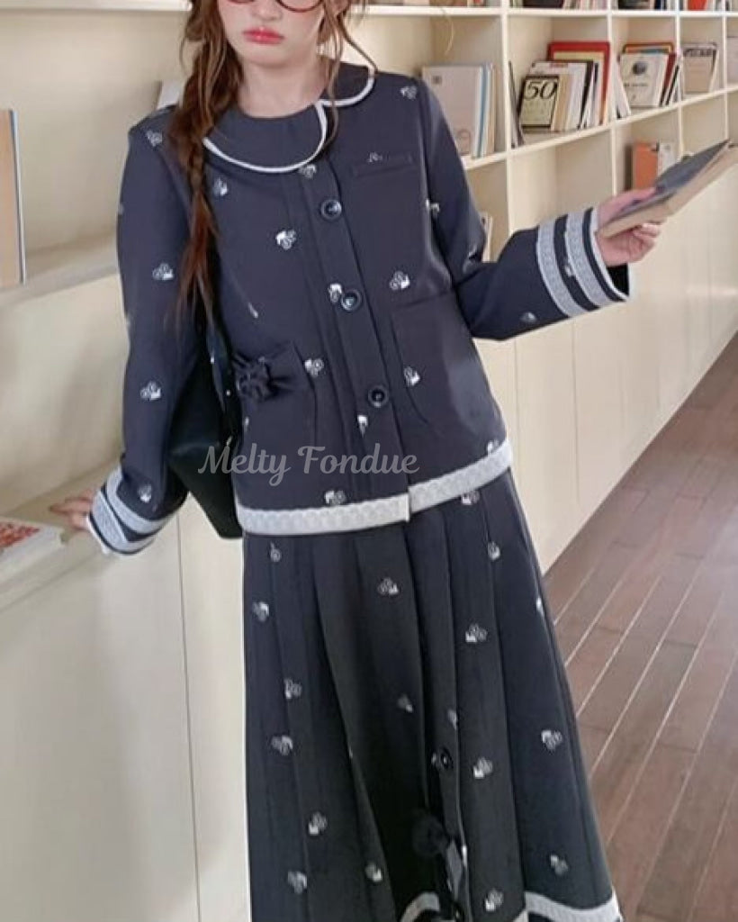 【2点セット】静かな午後と夢見るお花柄セットアップ