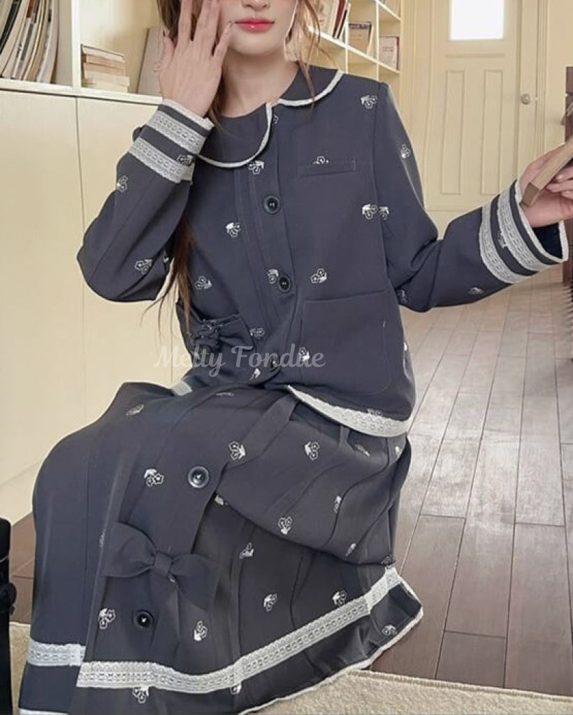 【2点セット】静かな午後と夢見るお花柄セットアップ