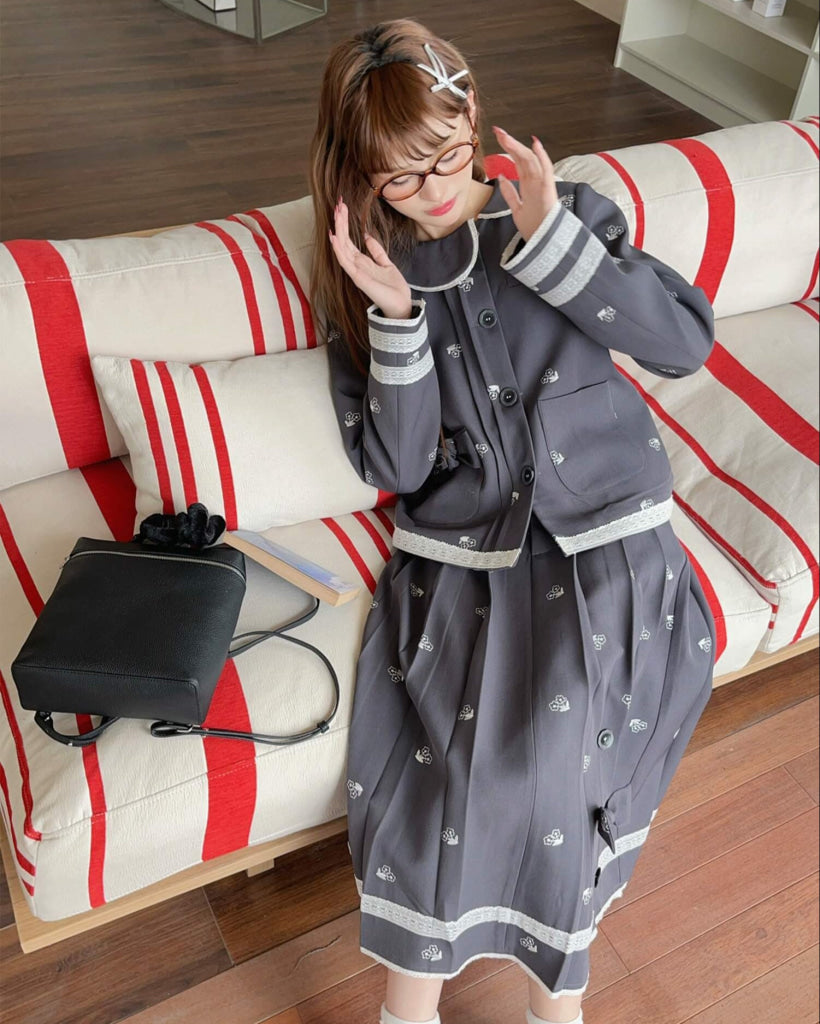 【2点セット】静かな午後と夢見るお花柄セットアップ