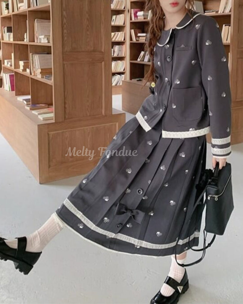 【2点セット】静かな午後と夢見るお花柄セットアップ