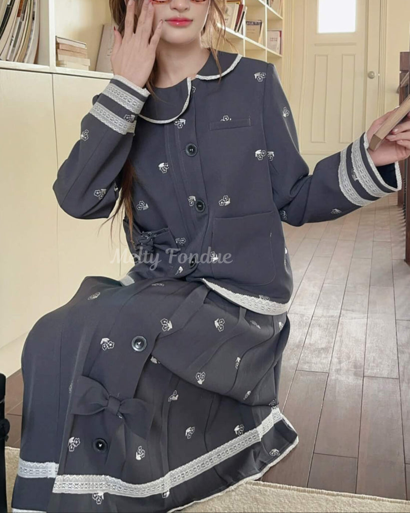 【2点セット】静かな午後と夢見るお花柄セットアップ