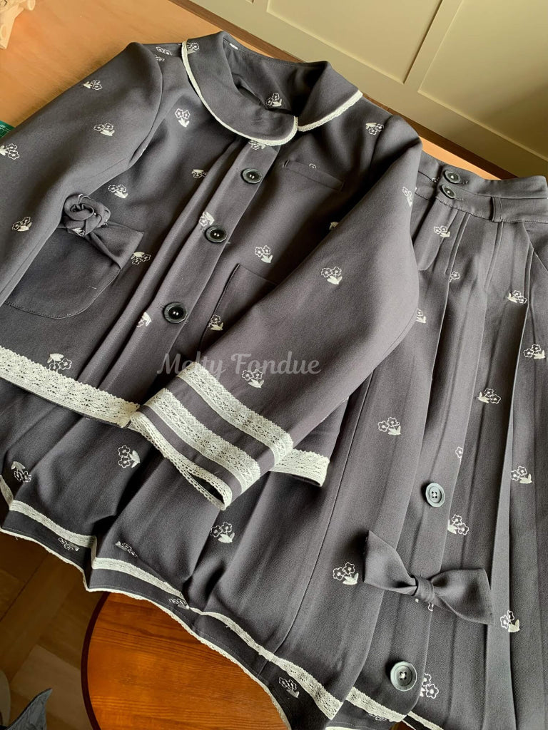 【2点セット】静かな午後と夢見るお花柄セットアップ