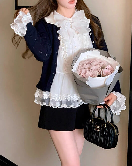 《ハートボタンでときめく》恋咲く予感のニットカーディガン（全3色）