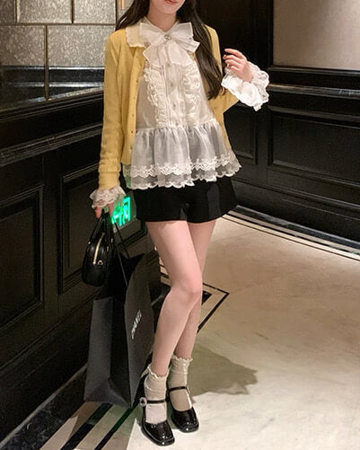 《ハートボタンでときめく》恋咲く予感のニットカーディガン（全3色）