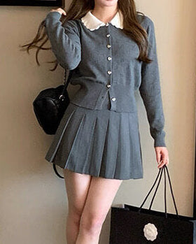 《ハートボタンでときめく》恋咲く予感のニットカーディガン（全3色）