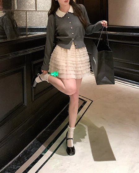 《ハートボタンでときめく》恋咲く予感のニットカーディガン（全3色）