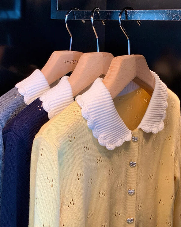 《ハートボタンでときめく》恋咲く予感のニットカーディガン（全3色）