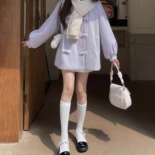 《リボンでときめく冬コート》小さな約束かわすラベンダーコート