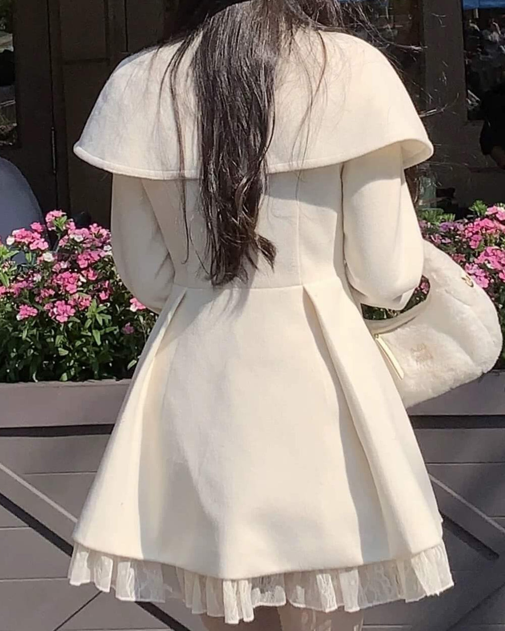 【ケープ付き2点セット】雪の舞踏会へ誘うシュガーケープコート