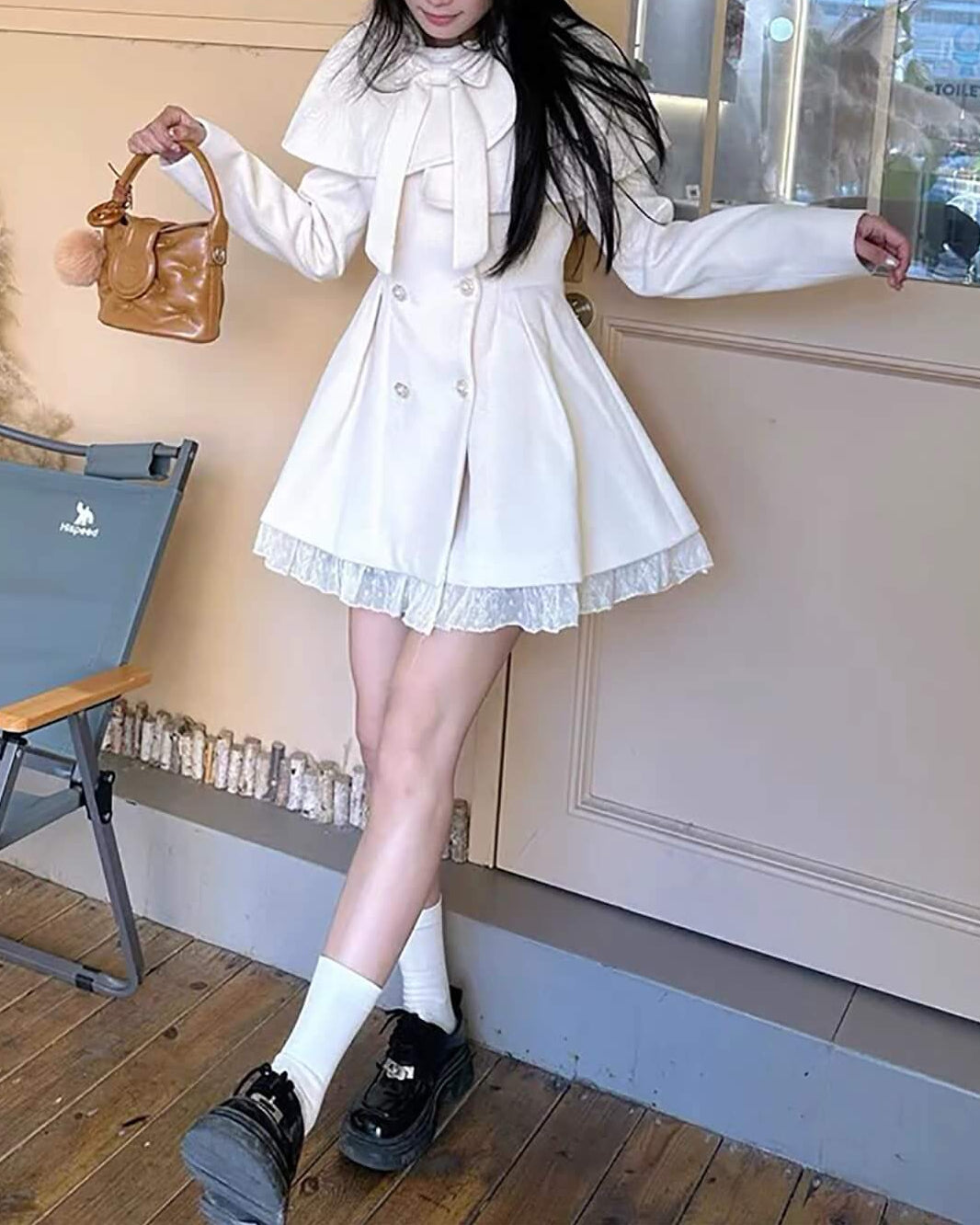 【ケープ付き2点セット】雪の舞踏会へ誘うシュガーケープコート