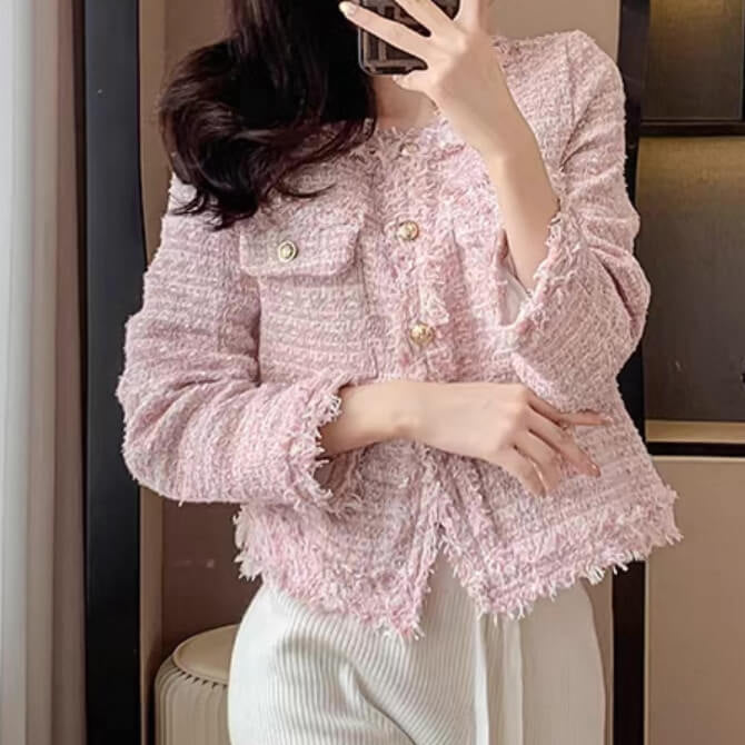 【軽やかツイード】内緒のお出かけとお嬢様アウター（全2色）