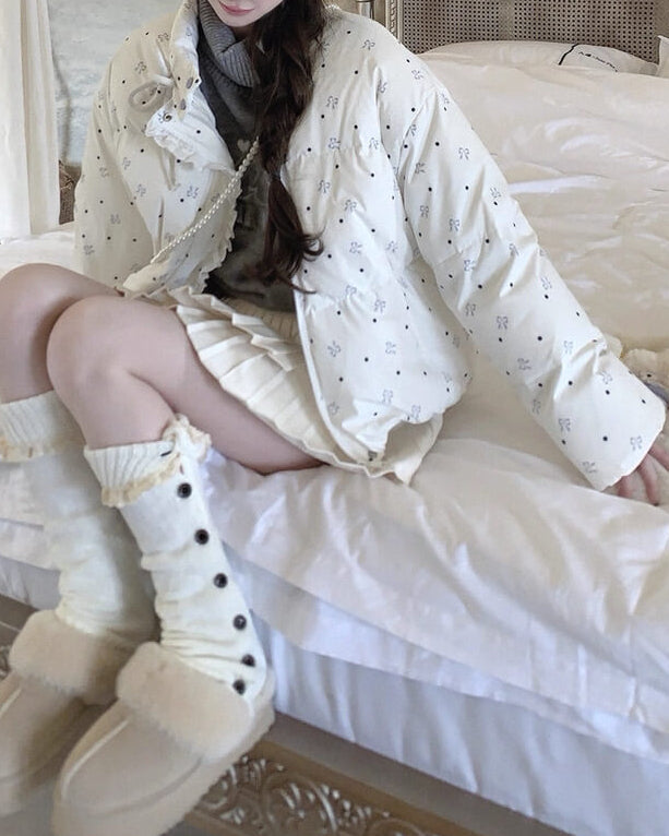 《リボンに包まれる、ふわもこダウン》夢見るバレリーナの約束アウター（全2色）