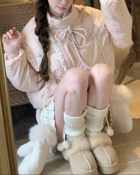 《リボンに包まれる、ふわもこダウン》夢見るバレリーナの約束アウター（全2色）