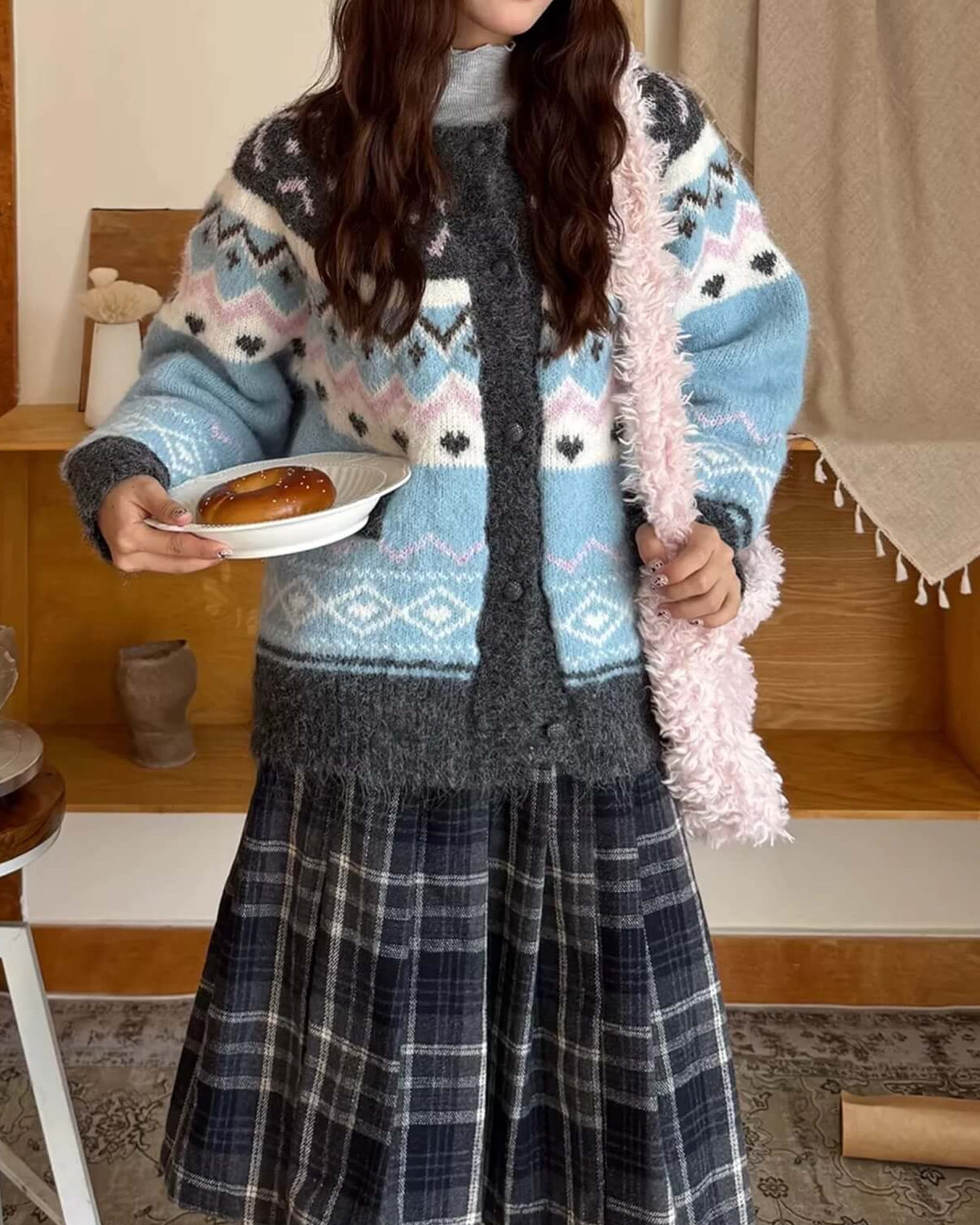 《ふわふわ質感×優しいカラー》雪空に溶けるお姫様の歌声カーディガン