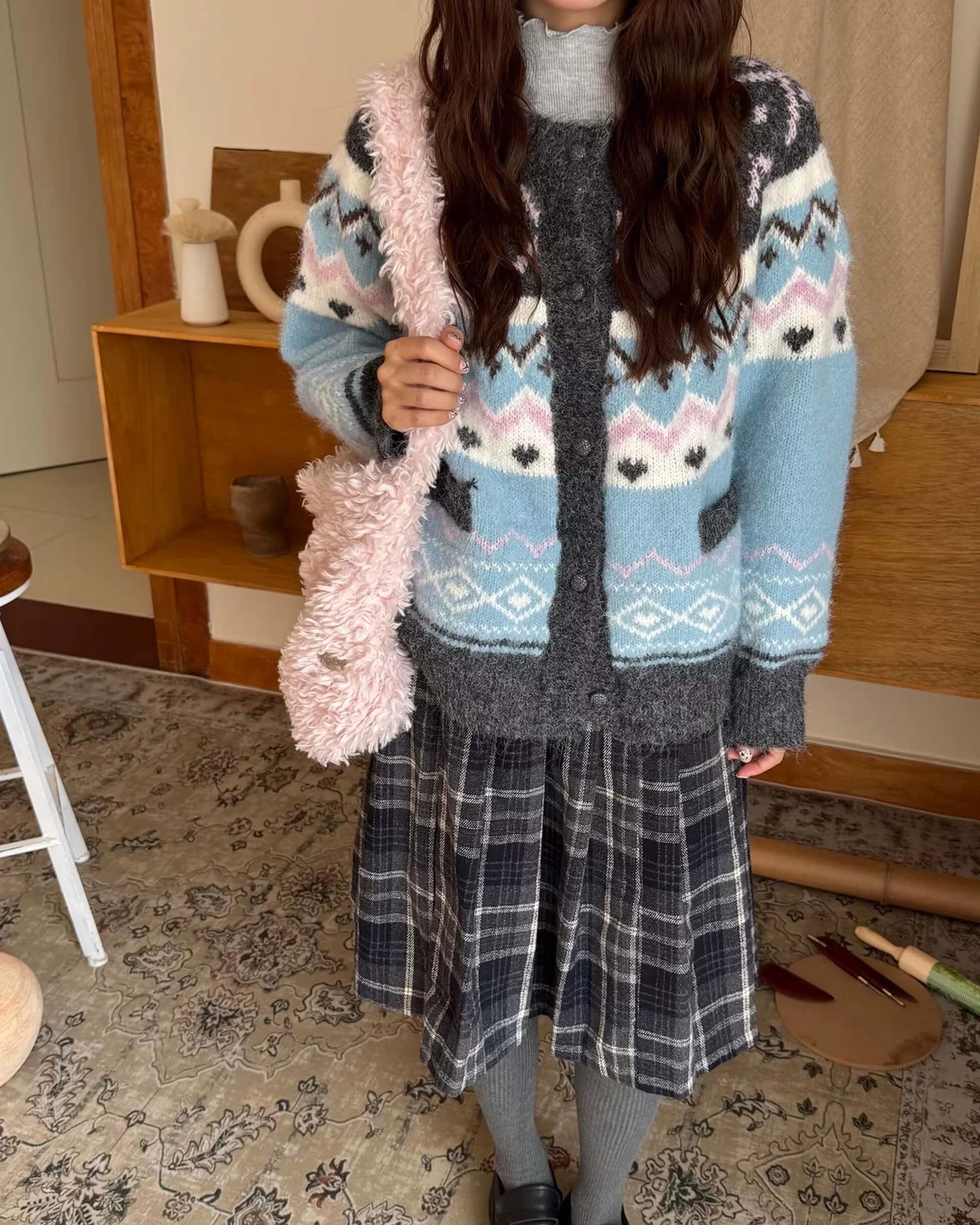 《ふわふわ質感×優しいカラー》雪空に溶けるお姫様の歌声カーディガン