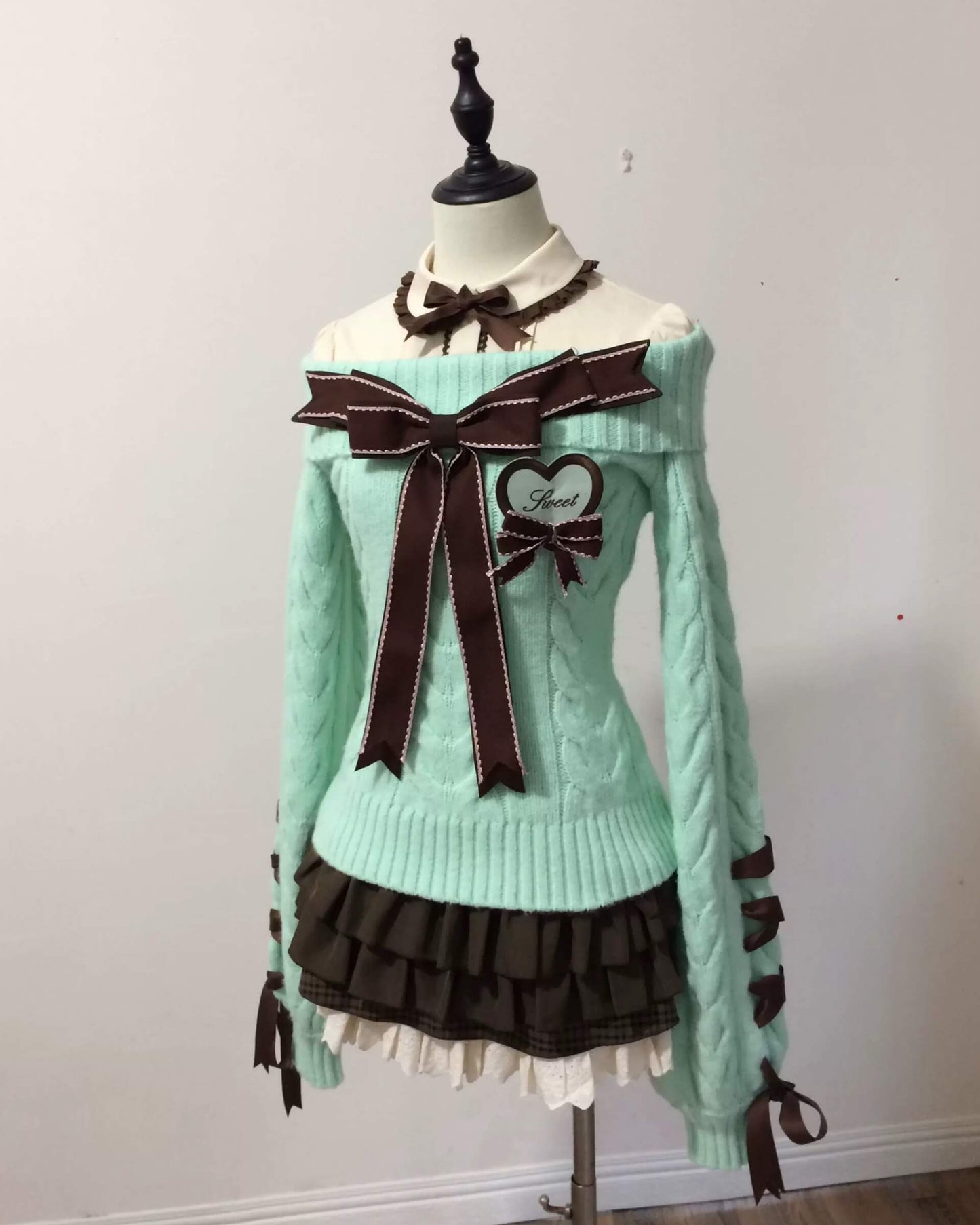 【スイーツのような可愛さ】夢見るパティシエのショコラリボンニット（全5色）