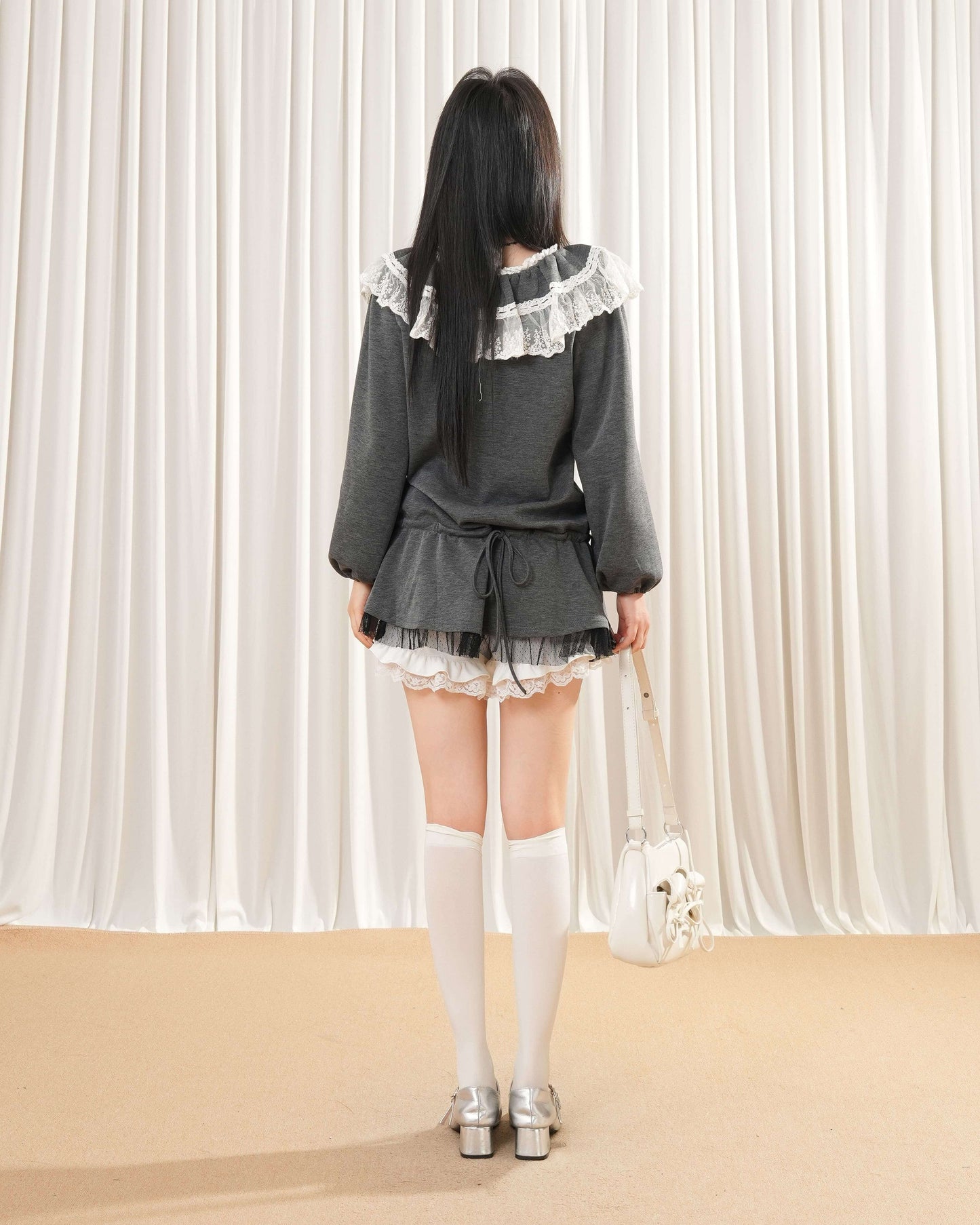 【2点セット】《たっぷりレース》夜明け前に揺れるレースの約束セットアップ