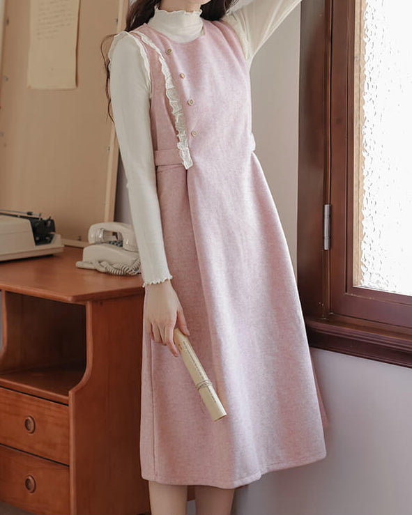 《ジャンパースカートとトップスの2点セット》淡く甘い夢を編むプリンセスワンピース