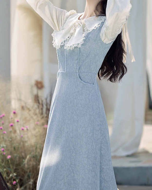 【ブラウスとジャンパースカートの2点セット】静かな庭園に佇むプリンセスワンピース