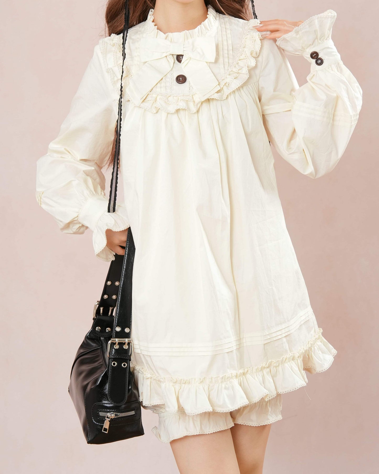 【ワンピースとペチコートの2点セット】夢見る天使のティアードワンピース（全2色）