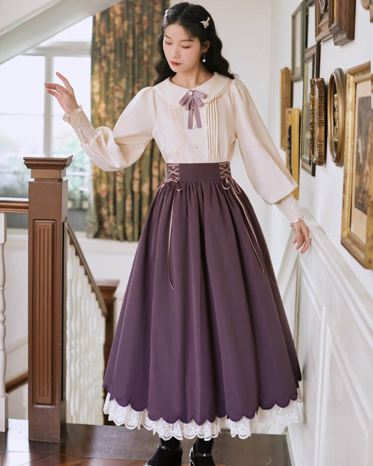 【ブラウスとスカートの2点セット】森のプリンセスのロマンティックセットアップ（全5色）