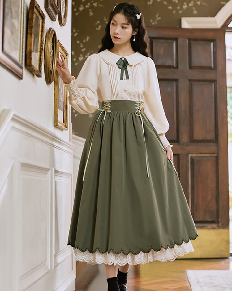 【ブラウスとスカートの2点セット】森のプリンセスのロマンティックセットアップ（全5色）