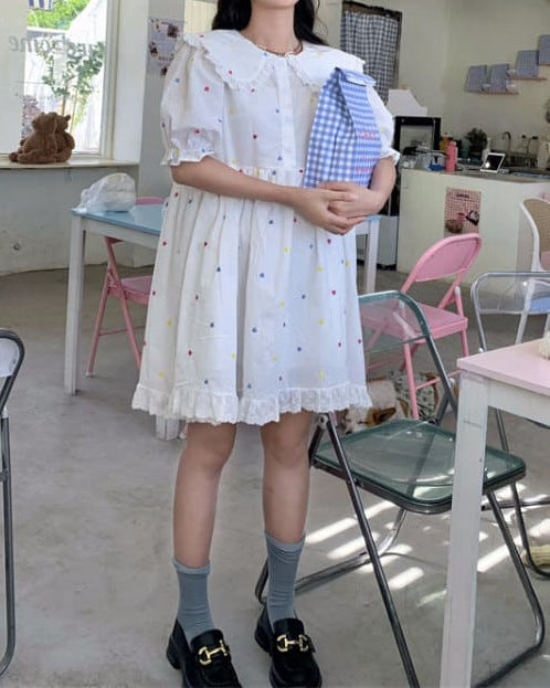 《着心地ふんわり》ときめきを散りばめたシュガーハートワンピース
