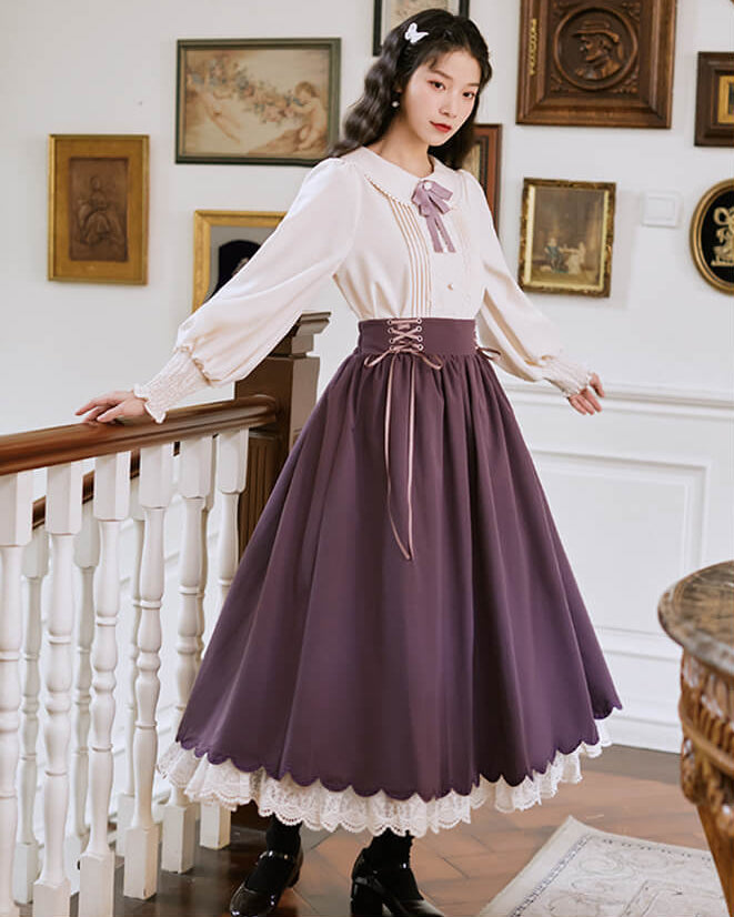 【ブラウスとスカートの2点セット】森のプリンセスのロマンティックセットアップ（全5色）