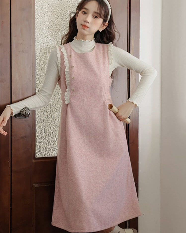 《ジャンパースカートとトップスの2点セット》淡く甘い夢を編むプリンセスワンピース