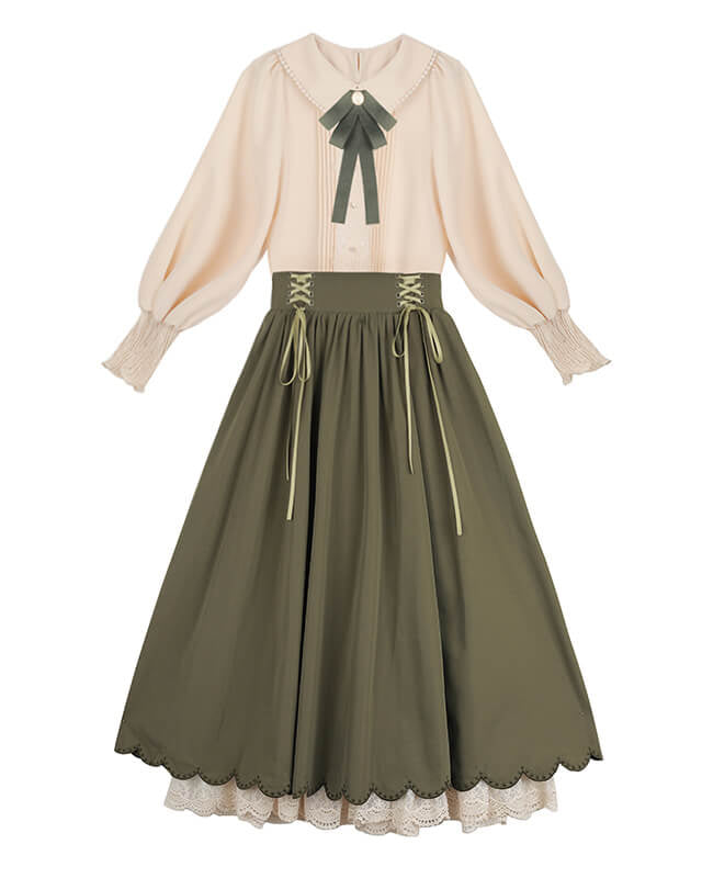 【ブラウスとスカートの2点セット】森のプリンセスのロマンティックセットアップ（全5色）