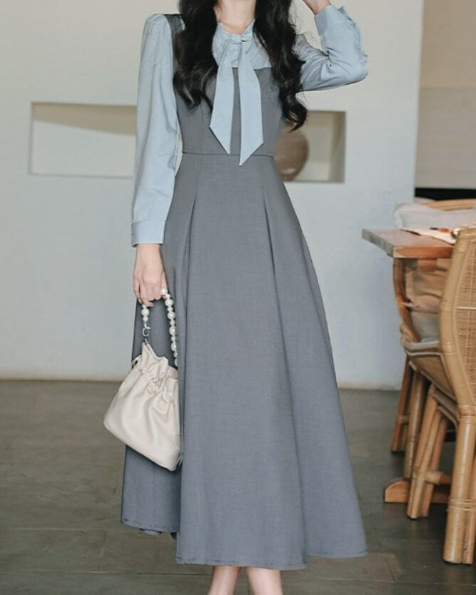 【シルエットまで美しい】お城の書斎に佇むお嬢様ワンピース