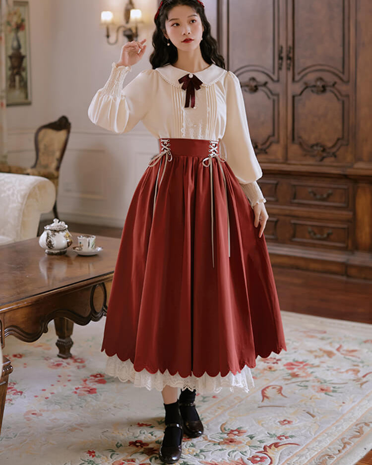 【ブラウスとスカートの2点セット】森のプリンセスのロマンティックセットアップ（全5色）