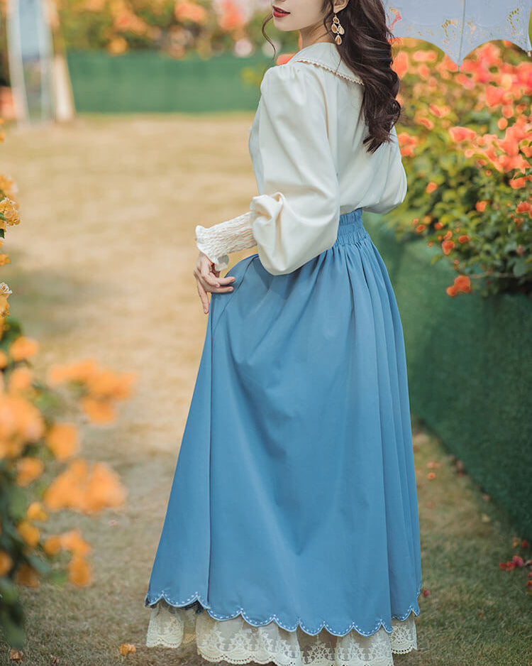 【ブラウスとスカートの2点セット】森のプリンセスのロマンティックセットアップ（全5色）