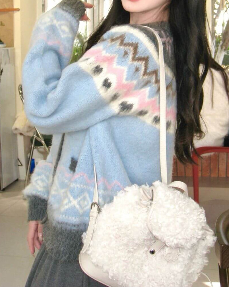 《ふわふわ質感×優しいカラー》雪空に溶けるお姫様の歌声カーディガン