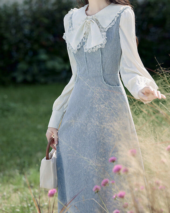【ブラウスとジャンパースカートの2点セット】静かな庭園に佇むプリンセスワンピース
