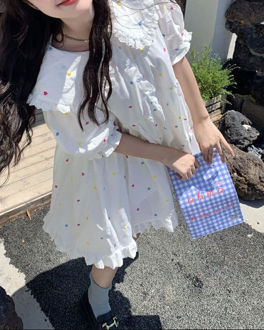 《着心地ふんわり》ときめきを散りばめたシュガーハートワンピース