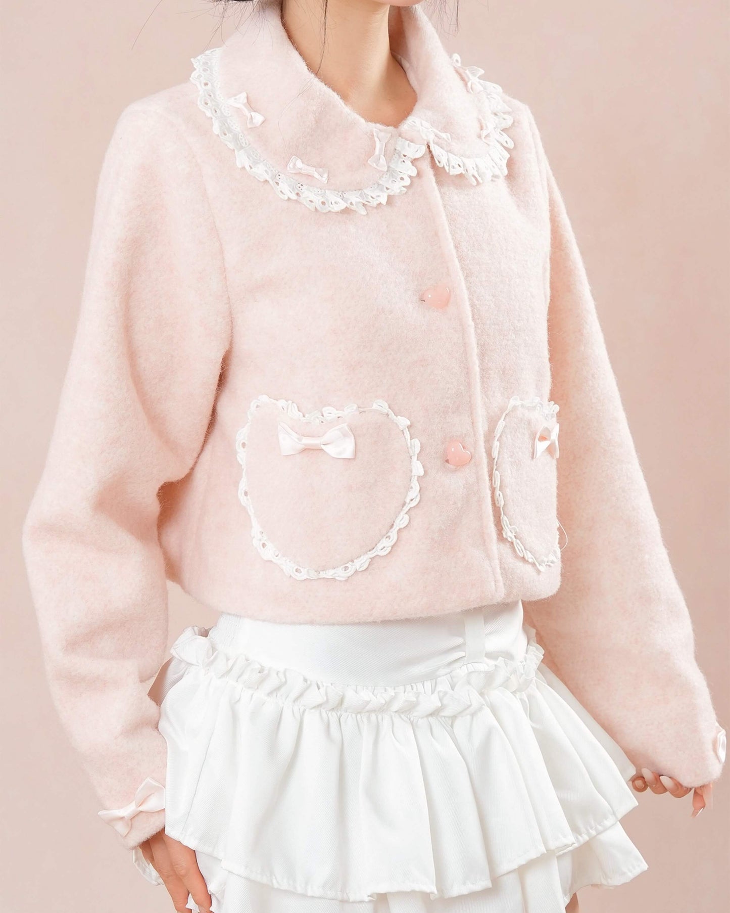 【"かわいい"をぎゅっと詰め込みました】心ときめく淡雪のハートコート