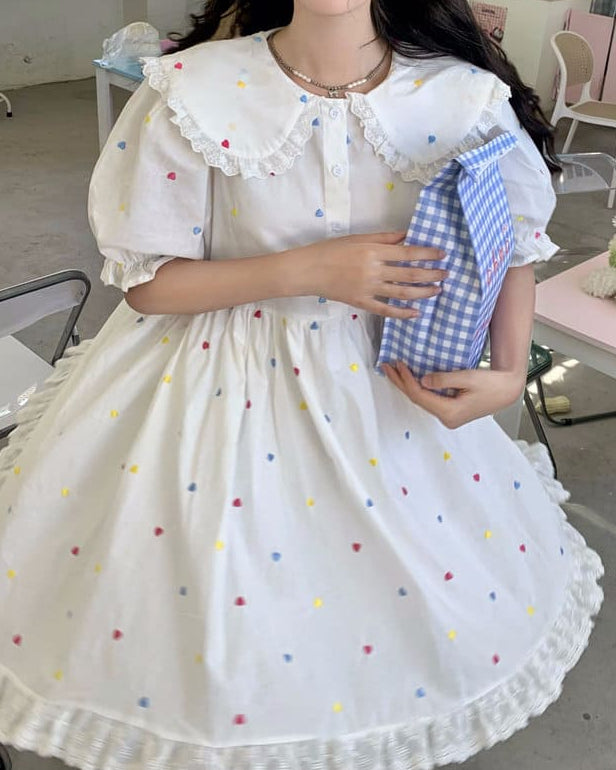 《着心地ふんわり》ときめきを散りばめたシュガーハートワンピース