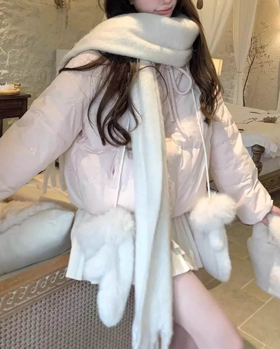 《リボンに包まれる、ふわもこダウン》夢見るバレリーナの約束アウター（全2色）